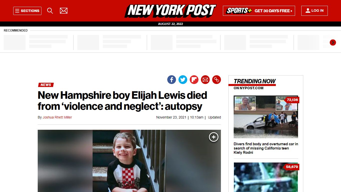 New Hampshire boy Elijah Lewis died from violence, neglect