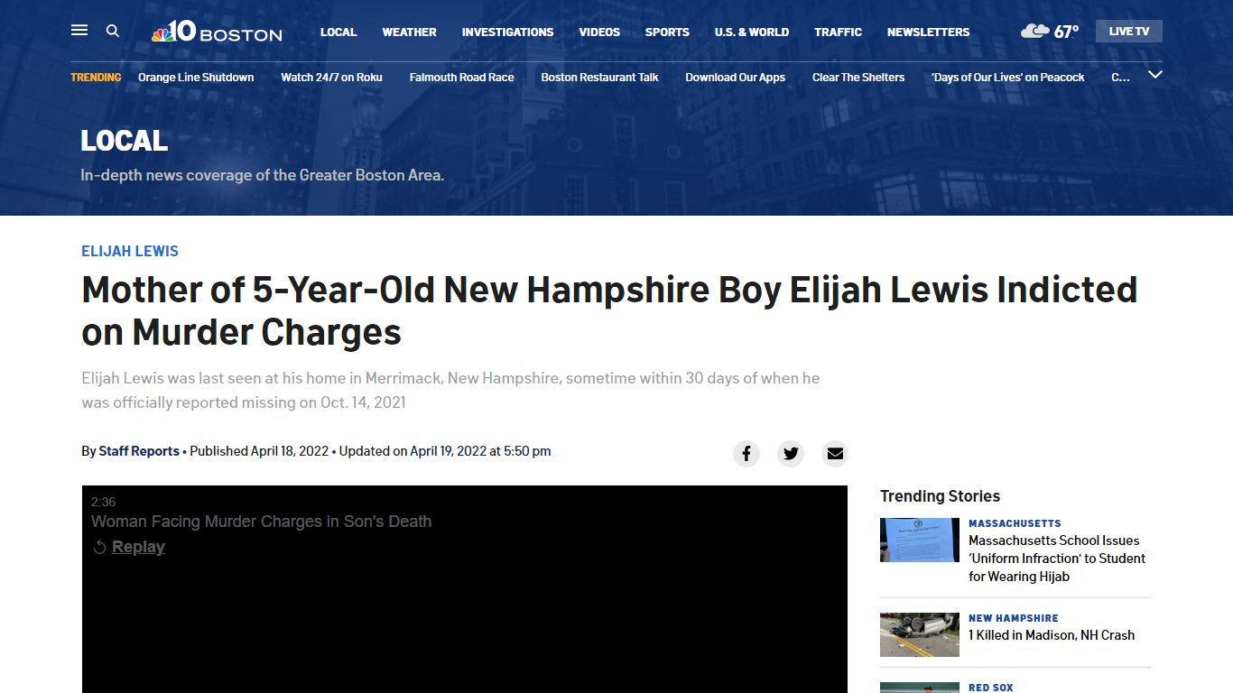 Elijah Lewis Case: NH Mother Indicted on Murder Charges - NBC Boston