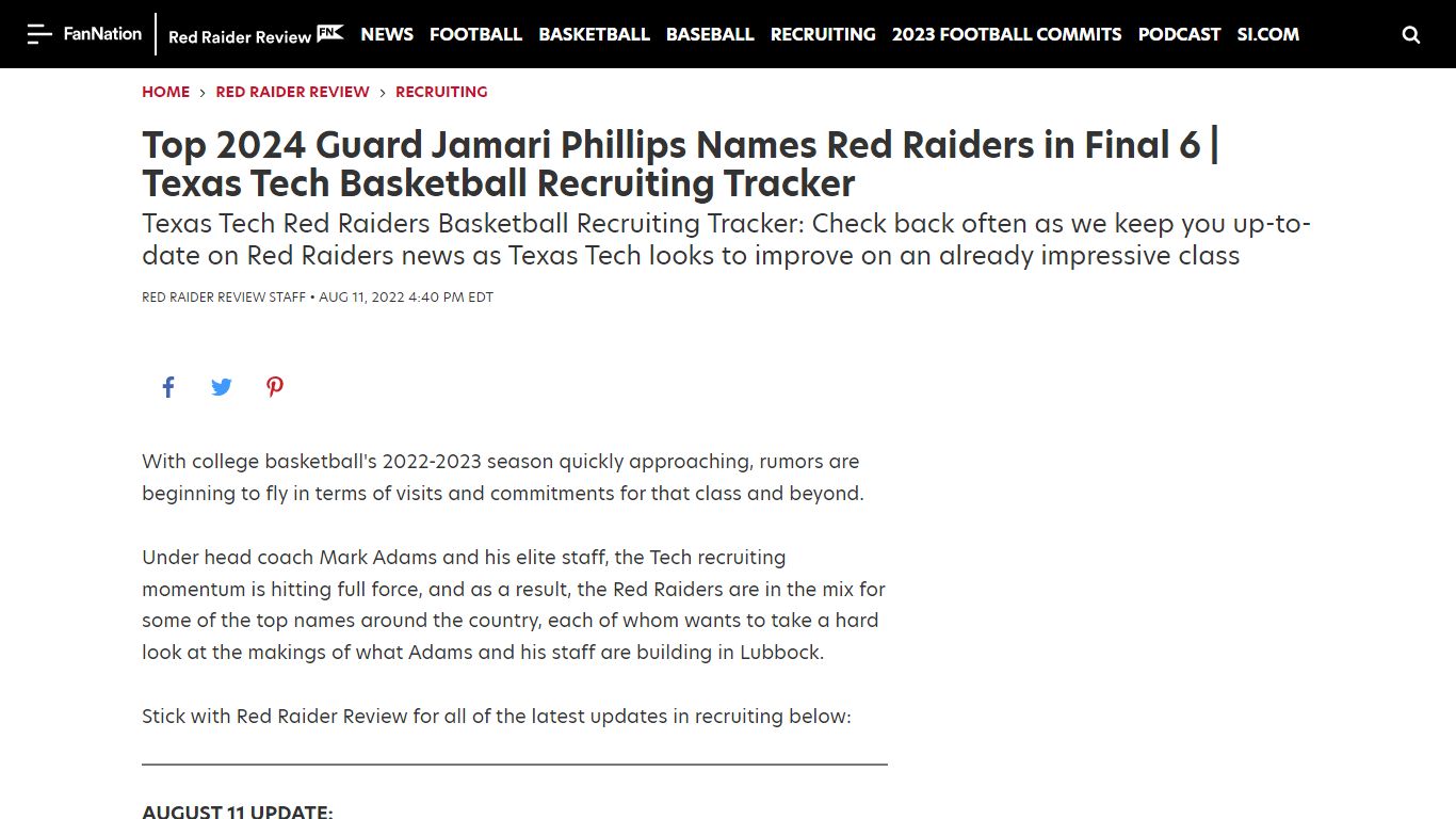 'Immediate Impact': Red Raiders Get Commitment from Elite North ...